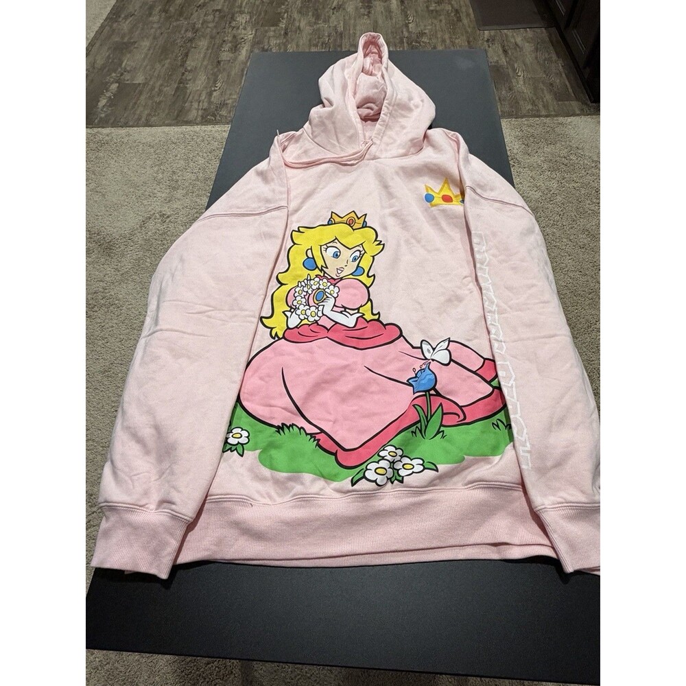 Super Mario Princess Peach Women’s Hoodie Pink 2X Graphic Nintendo NWOT